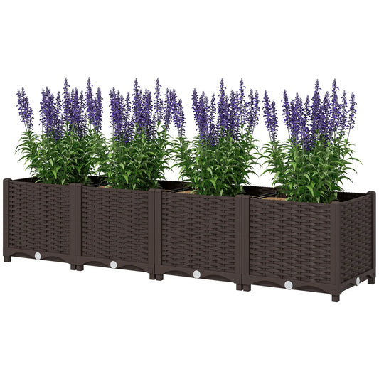 Plastic Raised Garden Bed, Outdoor Planter Box, 63" x 15.7" x 14.6", Brown Raised Garden Beds Brown at Gallery Canada