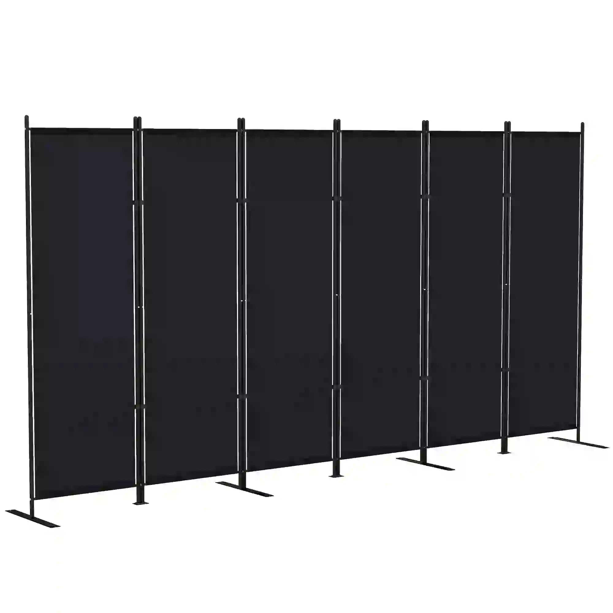 6 Ft 6 Panel Folding Room Divider, Portable Privacy Screen, Black Room Dividers at Gallery Canada