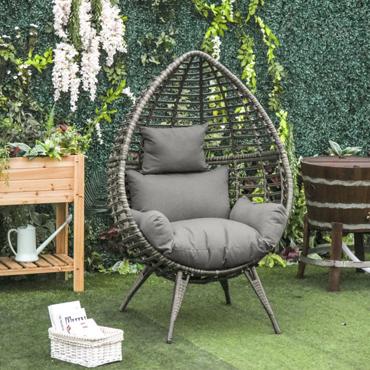 Rattan Chair with Cushion, Wicker Egg Lounge, Light Grey Patio Chairs Light Grey at Gallery Canada
