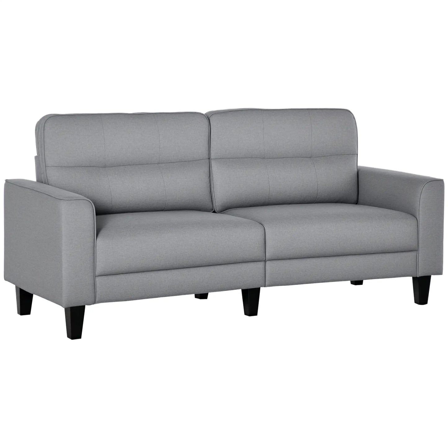 3-Seater Sofa, Mid-Century Linen Couch, Upholstered Seat, Gray 3-Seater Sofas Grey at Gallery Canada