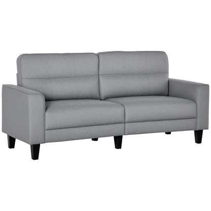 3-Seater Sofa, Mid-Century Linen Couch, Upholstered Seat, Gray 3-Seater Sofas Grey at Gallery Canada