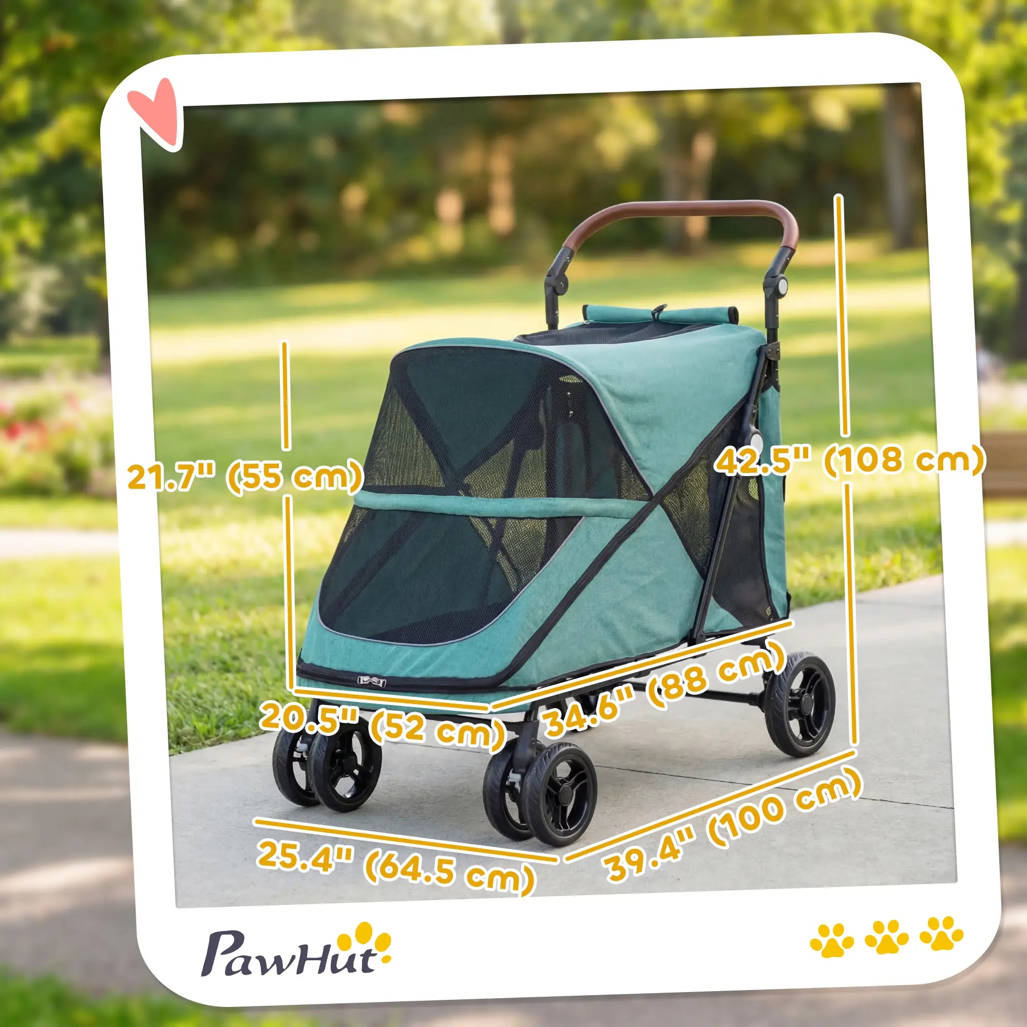 Dog Stroller for Large Dogs Up to 66 Lbs, 4-Wheel Shock Absorption, Turquoise Dog Bike Trailers & Strollers at Gallery Canada