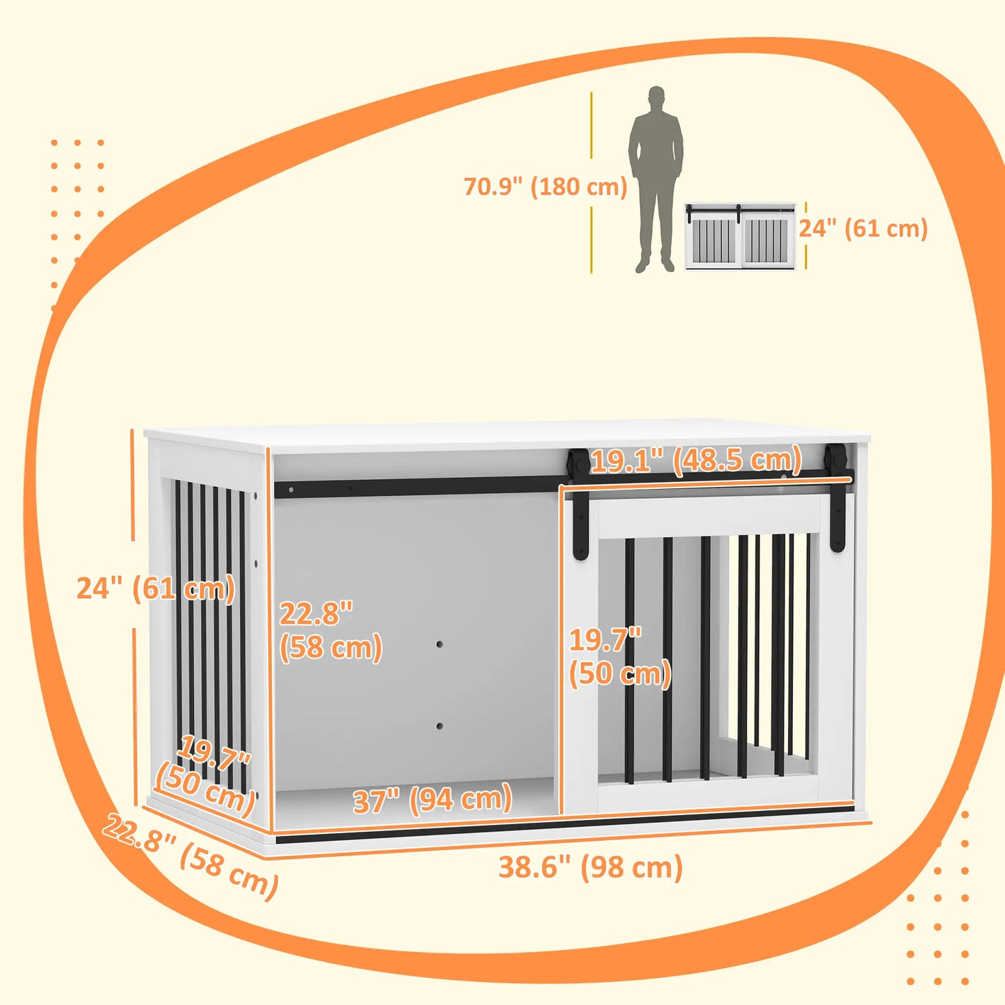 39" Dog Crate Furniture, End Side Table for Large Dogs, White Houses, Kennels & Pens at Gallery Canada