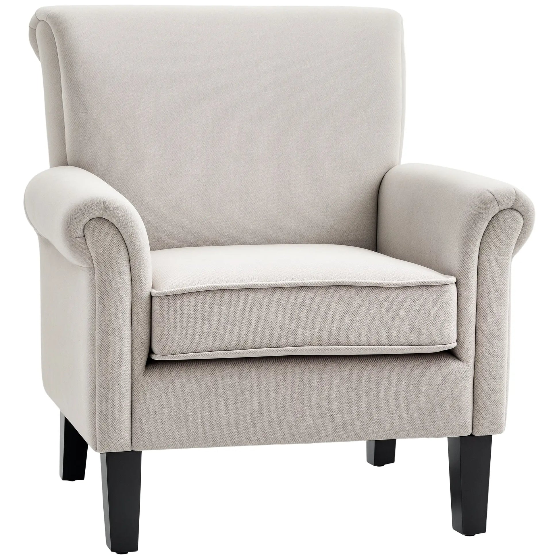 Upholstered Accent Chair, Soft Velvet Fabric, Rolled Armrest, Grey Single Sofas at Gallery Canada