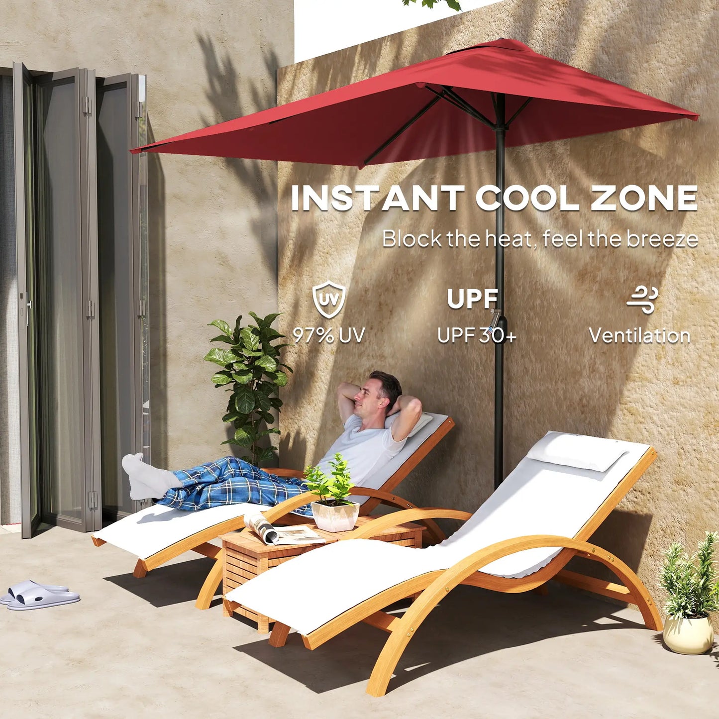 8Ft Half Round Umbrella, Outdoor Patio Balcony Sun Shade w/5 Ribs Half Round Umbrellas at Gallery Canada
