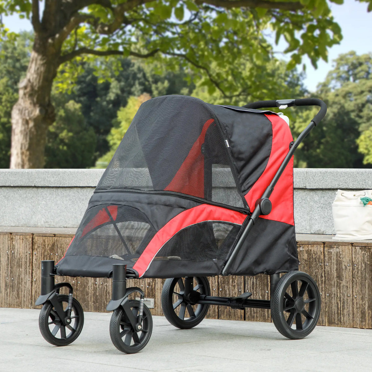 Foldable Pet Stroller, Large Dogs, Four Big Wheels, Black Dog Bike Trailers & Strollers at Gallery Canada