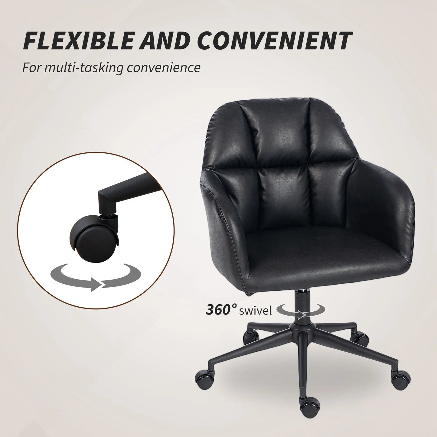 Swivel Office Chair, Faux Leather, Adjustable Height, Black Task Chairs at Gallery Canada