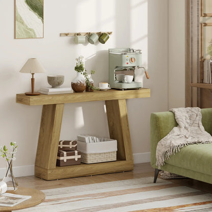 55" Farmhouse Console Table with Storage, Oak Console Tables at Gallery Canada