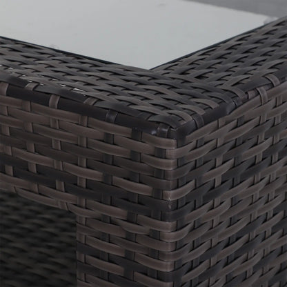 2-Tier Rattan Patio Coffee Table, PE Wicker, Tempered Glass Top, Storage Coffee Tables at Gallery Canada