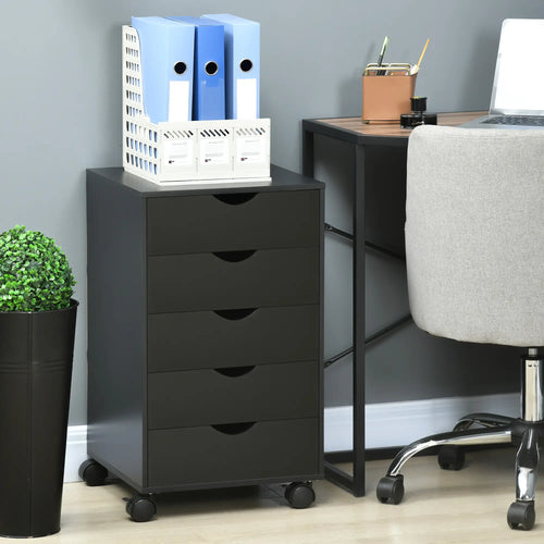 5 Drawer File Cabinet on Wheels, 15.7