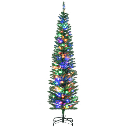 6' Artificial Pencil Christmas Tree, Steel Base, Colorful LED Lights Pencil Christmas Trees Green at Gallery Canada