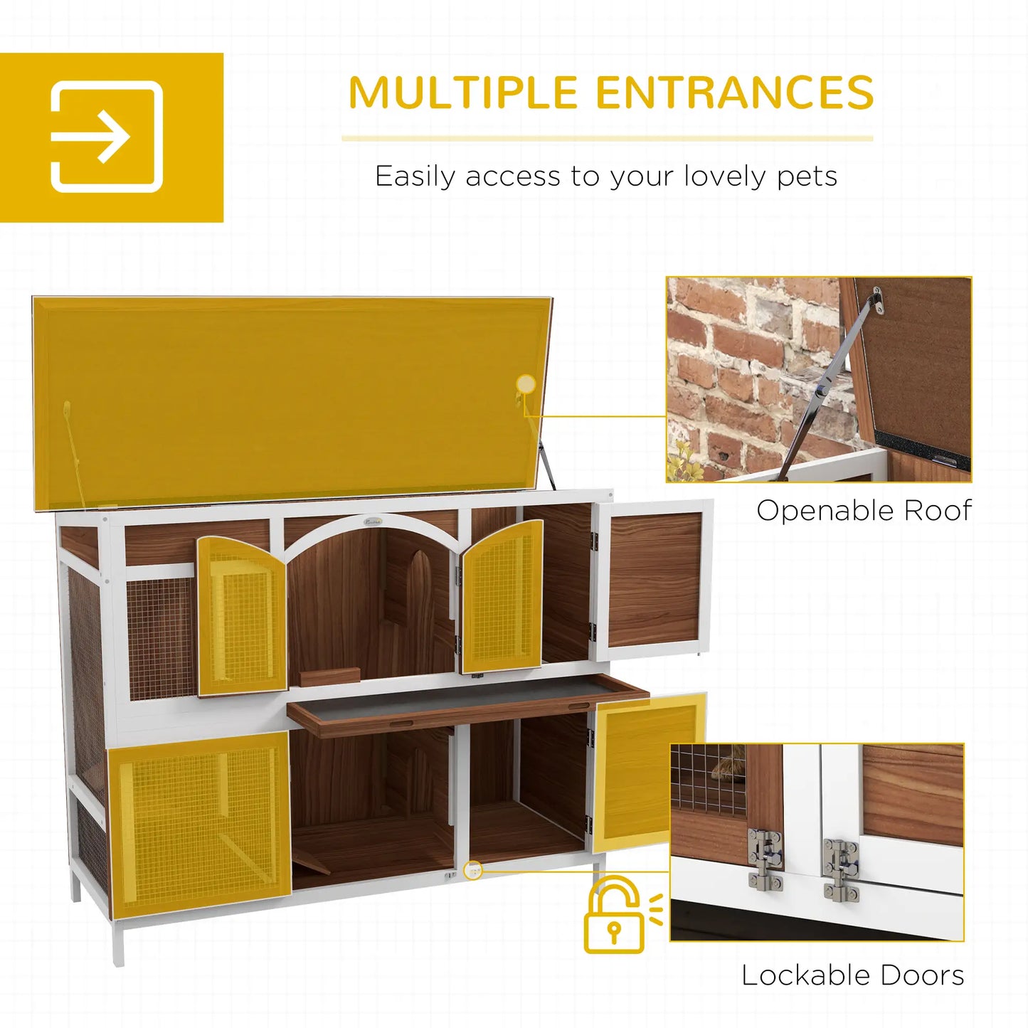 Two-Tier Wooden Rabbit Hutch, Openable Roof, Slide-Out Tray Rabbit Hutch at Gallery Canada