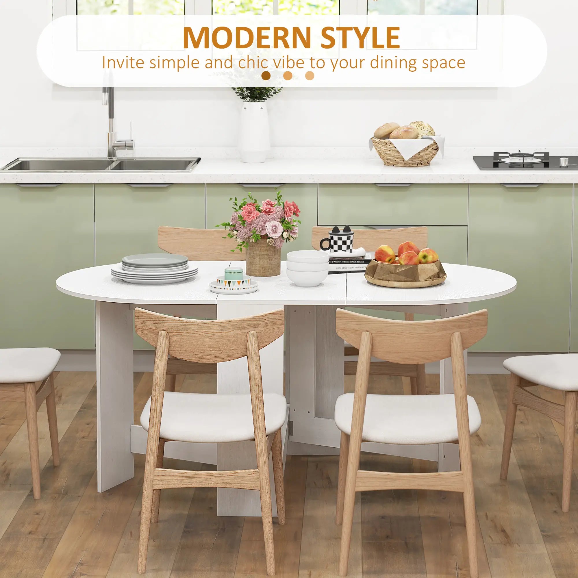 Oval Folding Dining Table, Drop Leaf Kitchen Table, Distressed White, White Bar Tables & Dining Tables at Gallery Canada