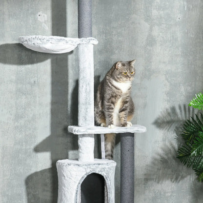 89"-100" Cat Tree, Hammock, Scratching Posts, Condo, Perches, Grey Floor to Ceiling Cat Trees at Gallery Canada