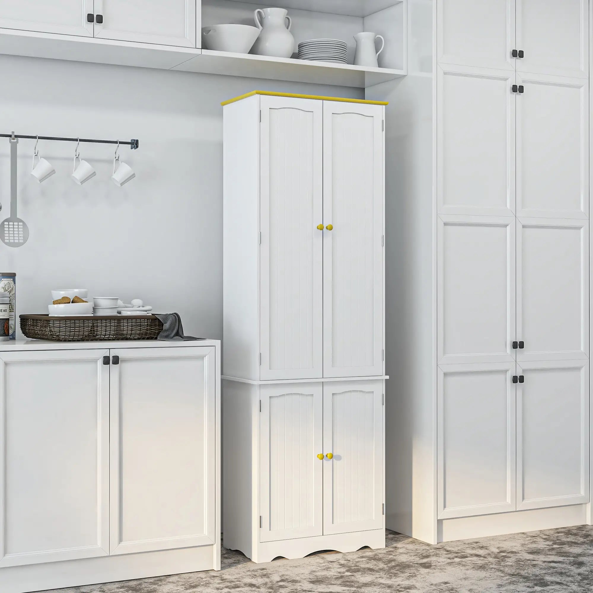Freestanding Storage Cabinet, Kitchen Pantry with 4 Shelves, 4 Doors Kitchen Pantry Cabinets at Gallery Canada