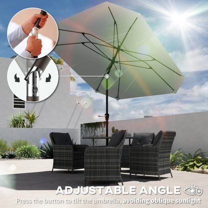 7.6FT Aluminum Patio Umbrella, 8 Ribs, Crank Tilt, Light Grey Sun Umbrellas at Gallery Canada