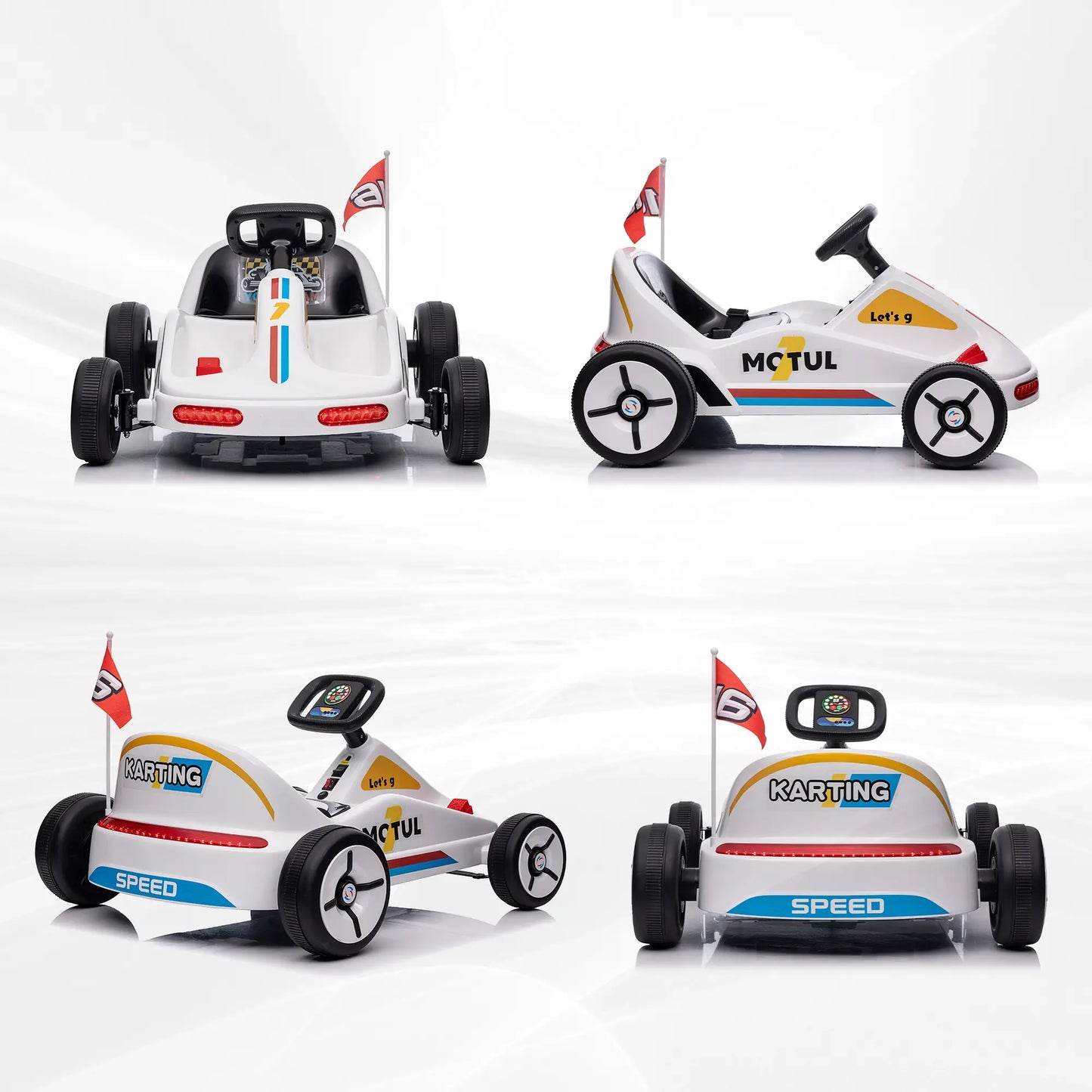 6V Electric Go Kart for Kids, Music Light Horn, White Electric Ride On Toys at Gallery Canada