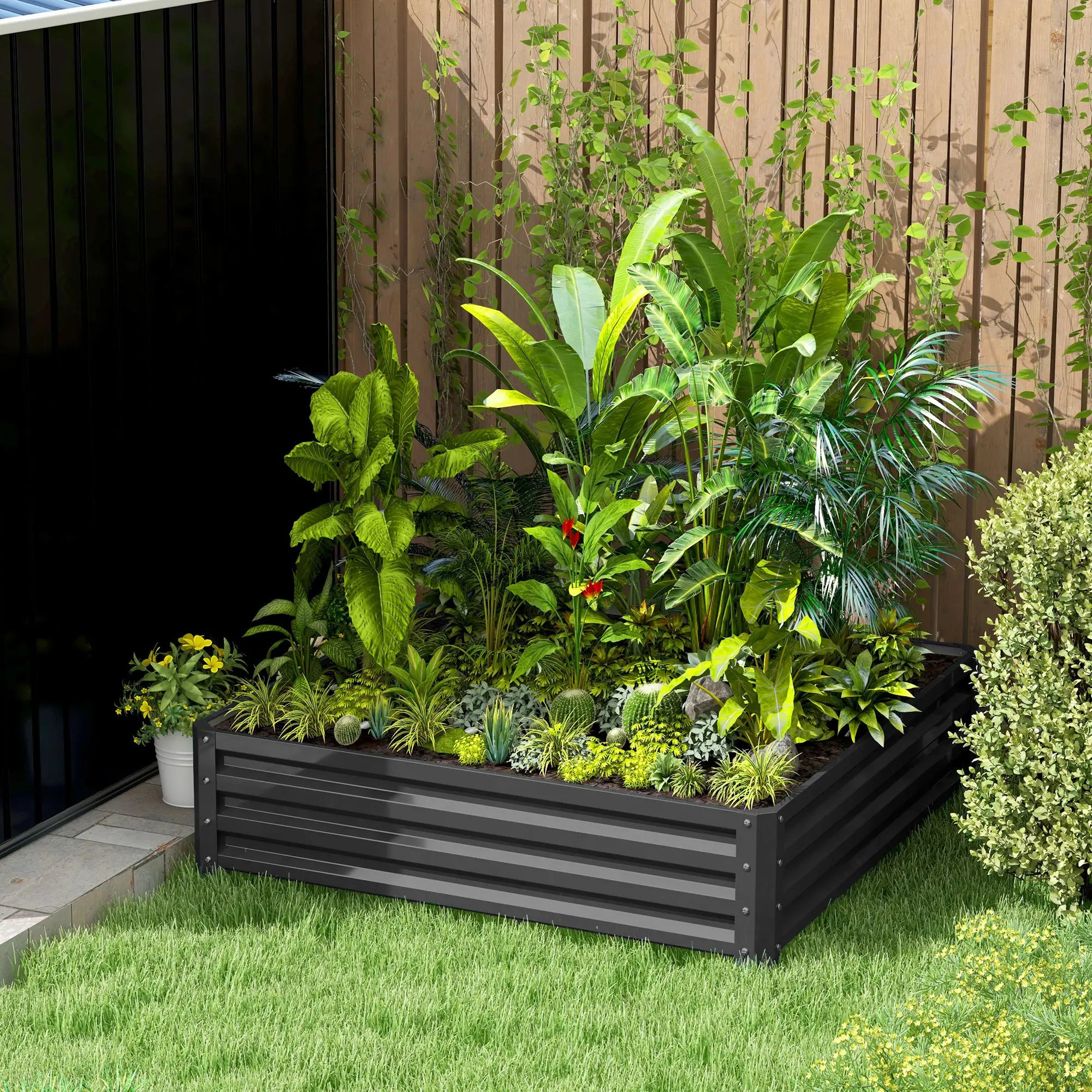 4' x 4' x 1' Galvanized Steel Raised Garden Bed, Light Grey Galvanized Planter Boxes at Gallery Canada