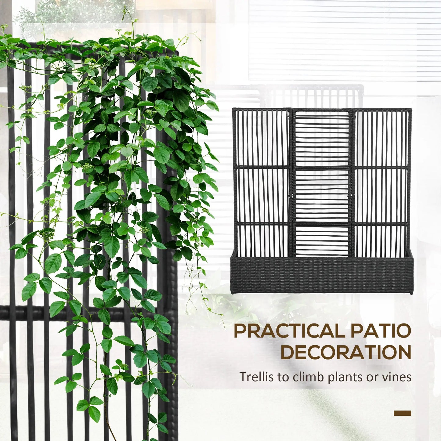 Raised Garden Bed with Lattice Trellis, Rattan Planter with Storage, Black Raised Garden Beds at Gallery Canada