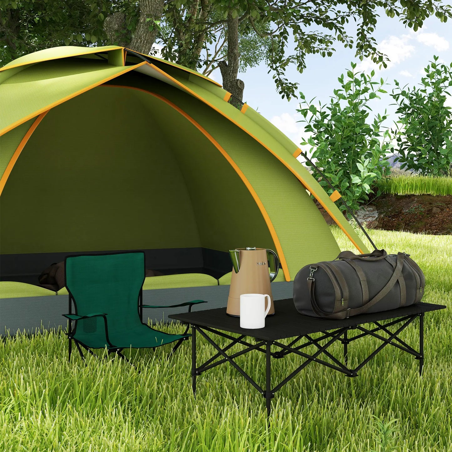 Folding Camping Table, Roll up Top, Carry Bag, Portable, Black Picnic Tables & Camping Chairs at Gallery Canada