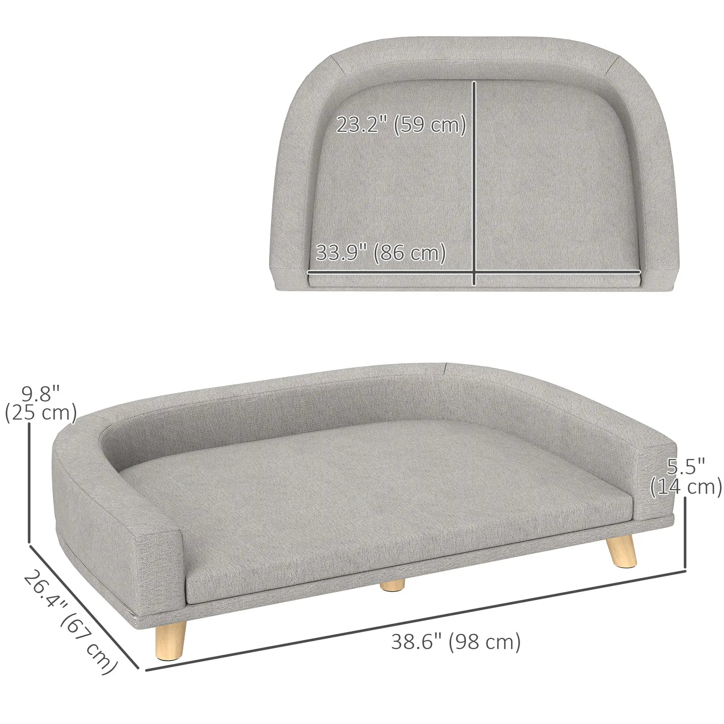Large Dog Sofa with Washable Cover, Anti-Slip Pads, Grey Dog Sofas at Gallery Canada