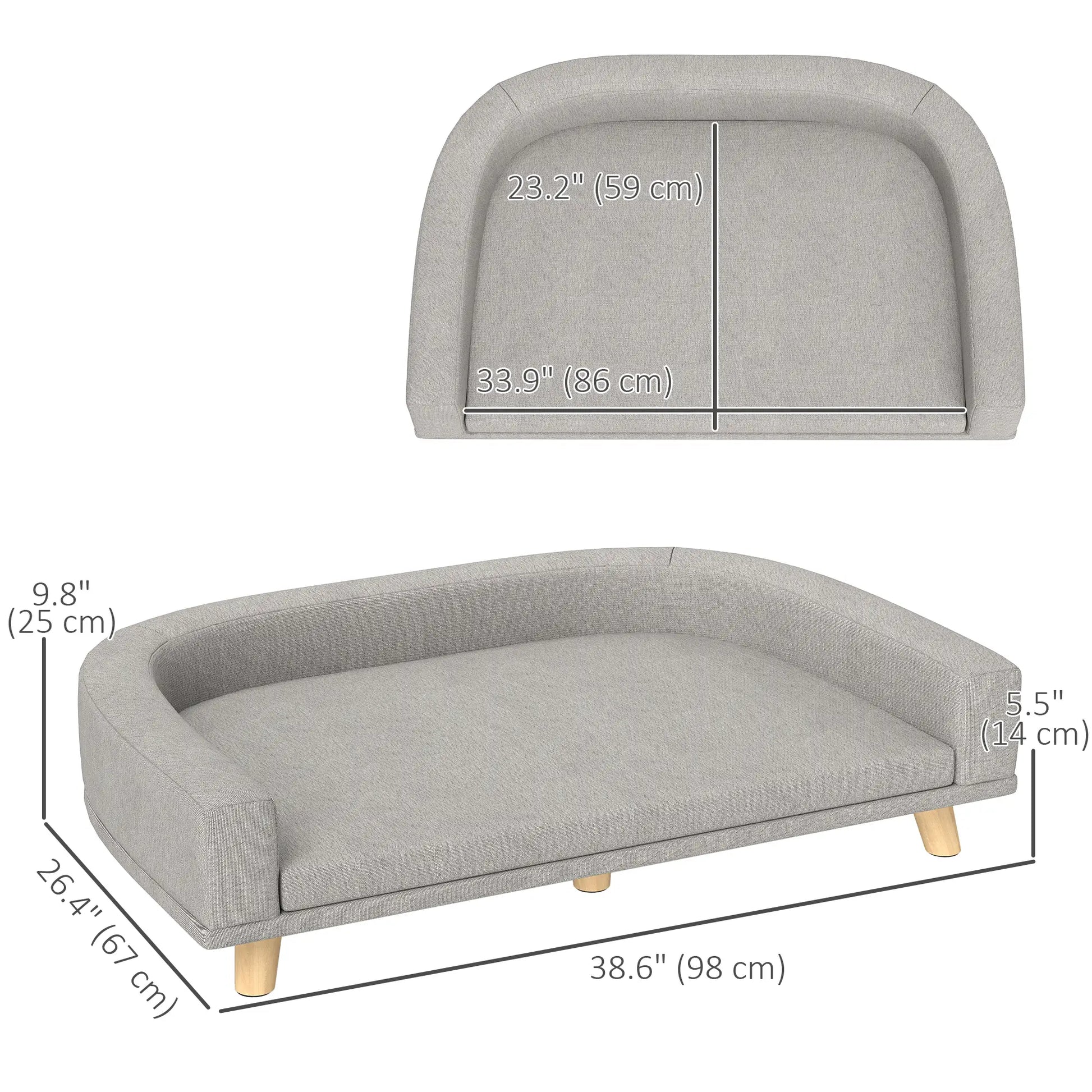 Large Dog Sofa with Washable Cover, Anti-Slip Pads, Grey Dog Sofas at Gallery Canada