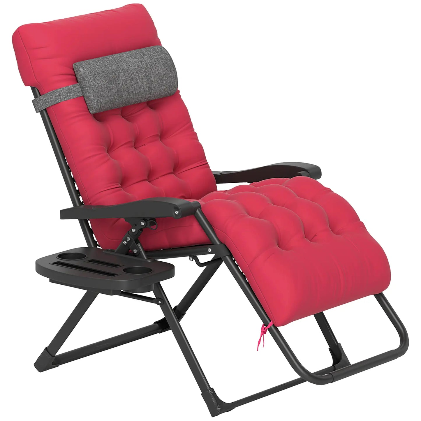 Padded Zero Gravity Chair, Folding Recliner, Patio Lounger with Cup Holder, Red Lounger Chairs at Gallery Canada