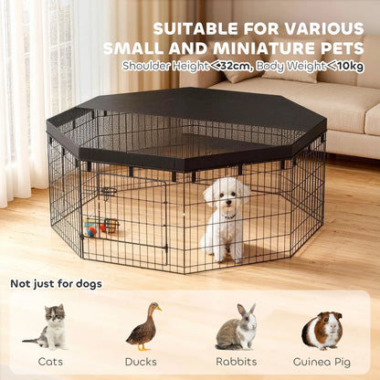 8 Panels Foldable Dog Playpen With Top Cover, 24" High Dog PlayPens at Gallery Canada