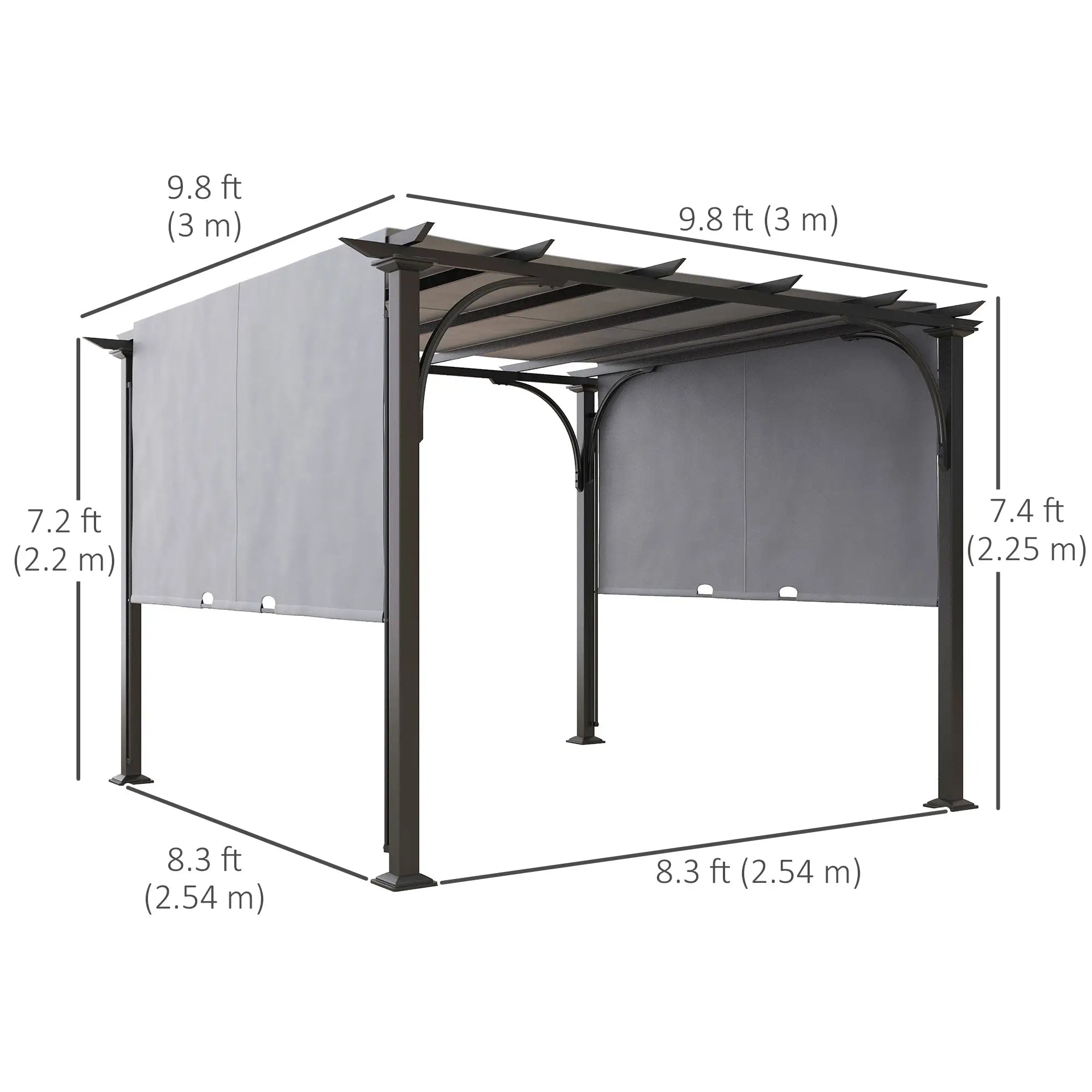 10' x 10' Outdoor Pergola, Steel Frame, Grey Pergolas at Gallery Canada