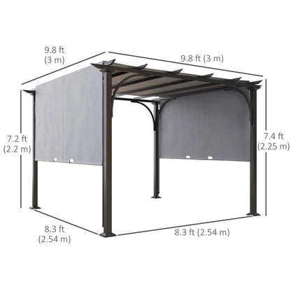 10' x 10' Outdoor Pergola, Steel Frame, Grey Pergolas at Gallery Canada