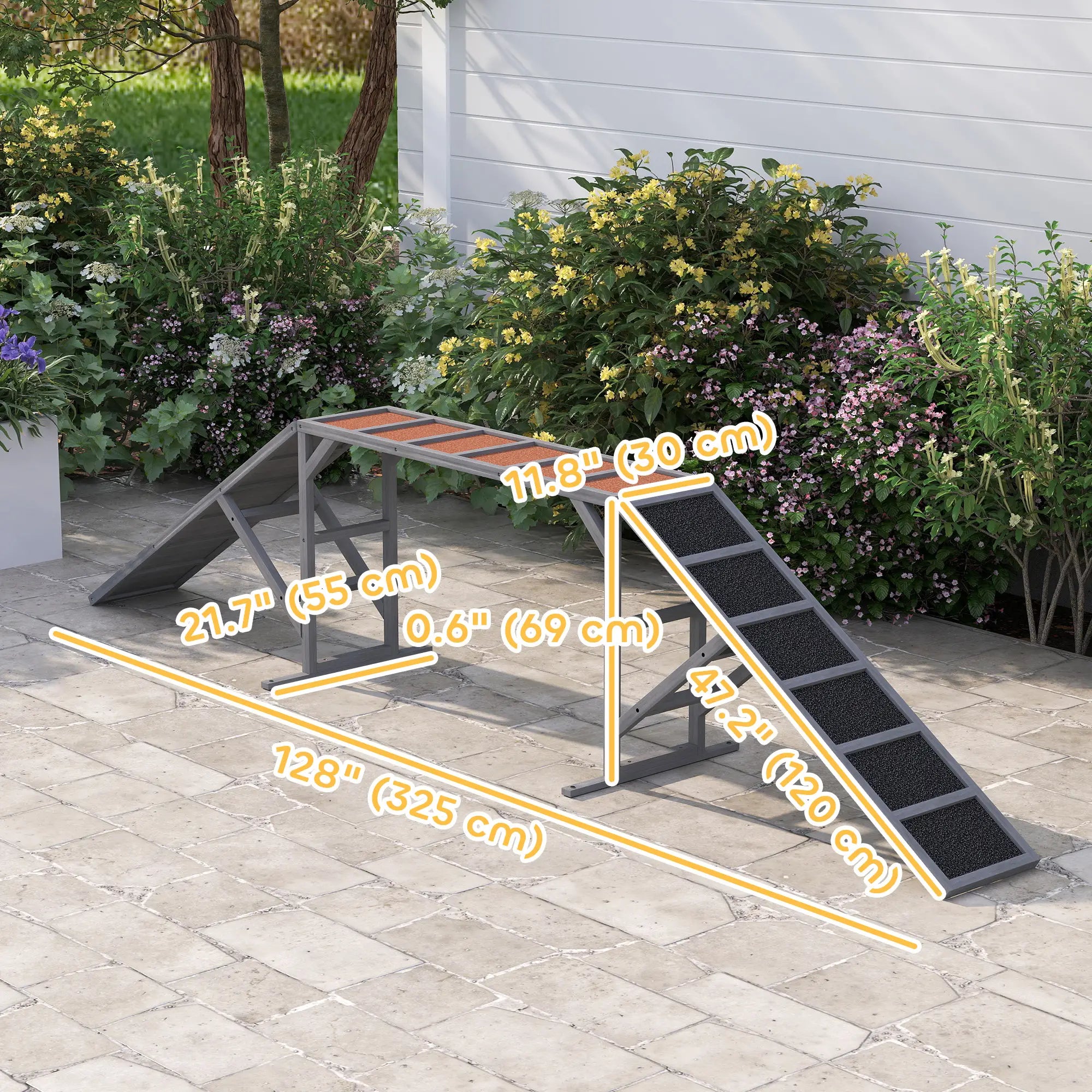 Dog Agility Ramp With Safety Bar, Non-Slip Surface, Gray Dog Agility Training Equipment at Gallery Canada