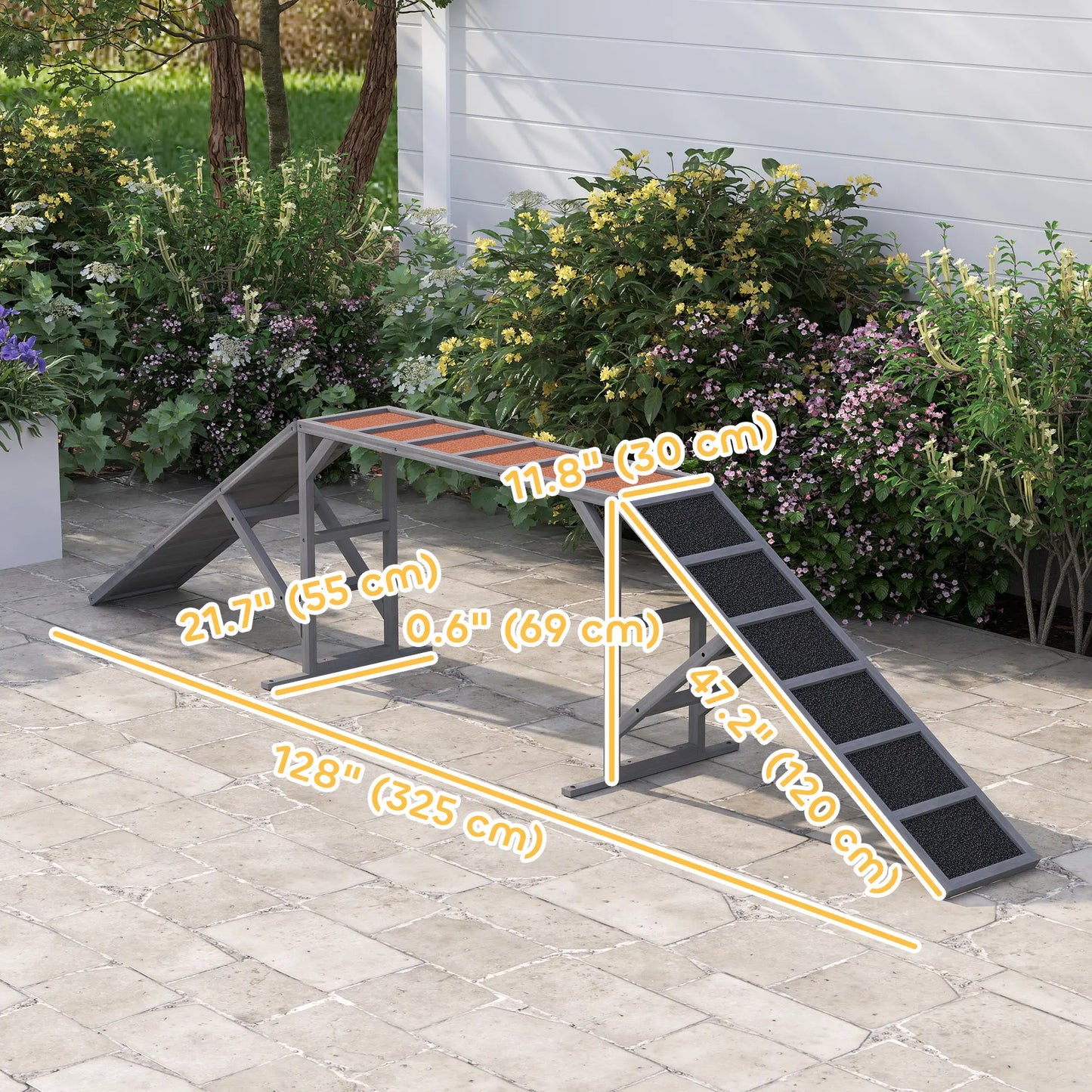 Dog Agility Ramp With Safety Bar, Non-Slip Surface, Gray Dog Agility Training Equipment at Gallery Canada