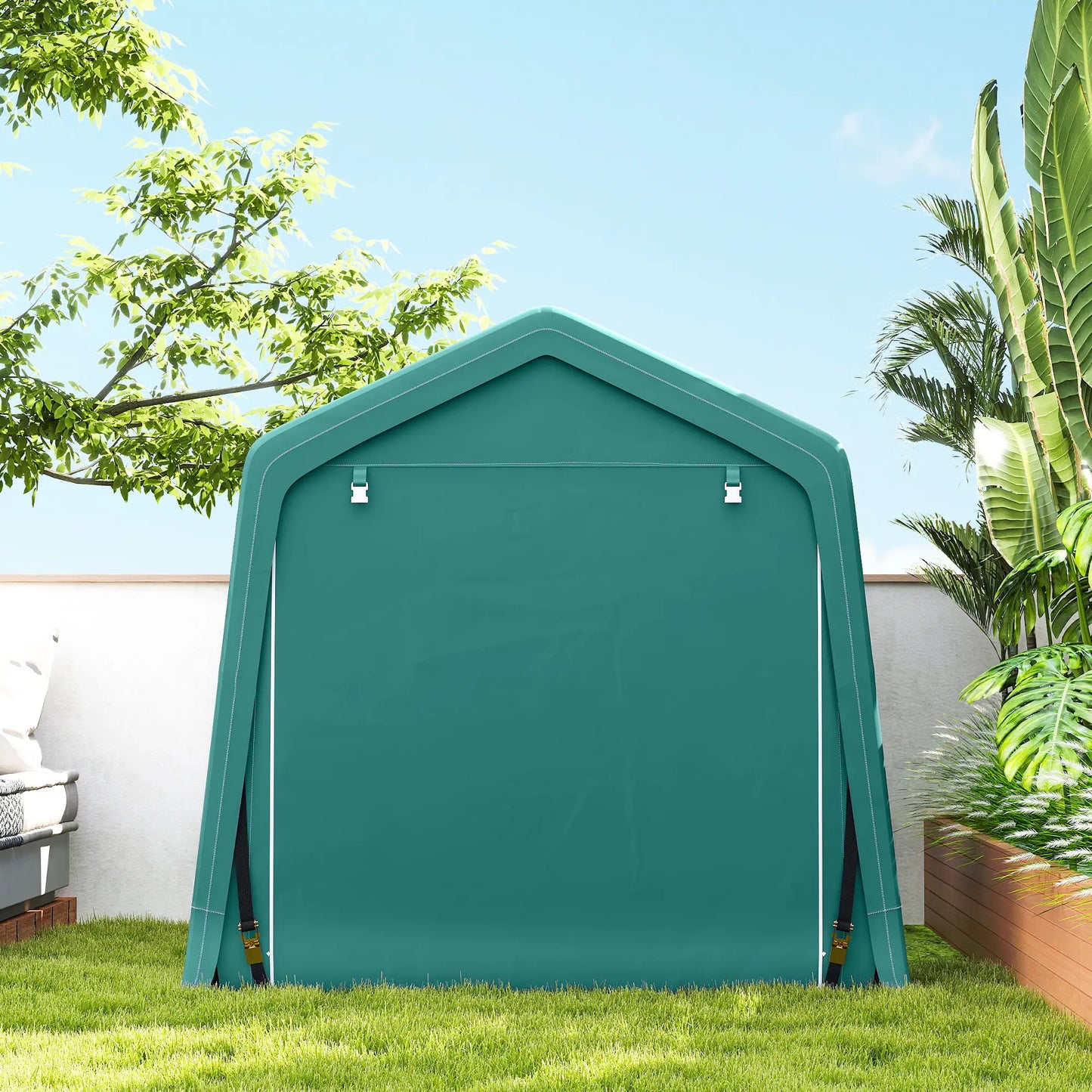 7.9' x 6.6' Garden Storage Tent, Metal Frame, Double Zipper Doors, Green Car Shelters at Gallery Canada
