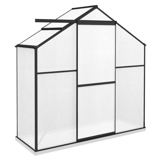 6' x 2.5' Walk-in Polycarbonate Greenhouse Aluminium Green House with Sliding Door, 5-Level Roof Vent, Rain Gutter - Gallery Canada