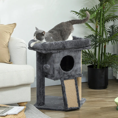 Small Cat Tree Tower with Perch, Scratching Post, Condo, Toy Ball, Dark Grey Cat Trees at Gallery Canada