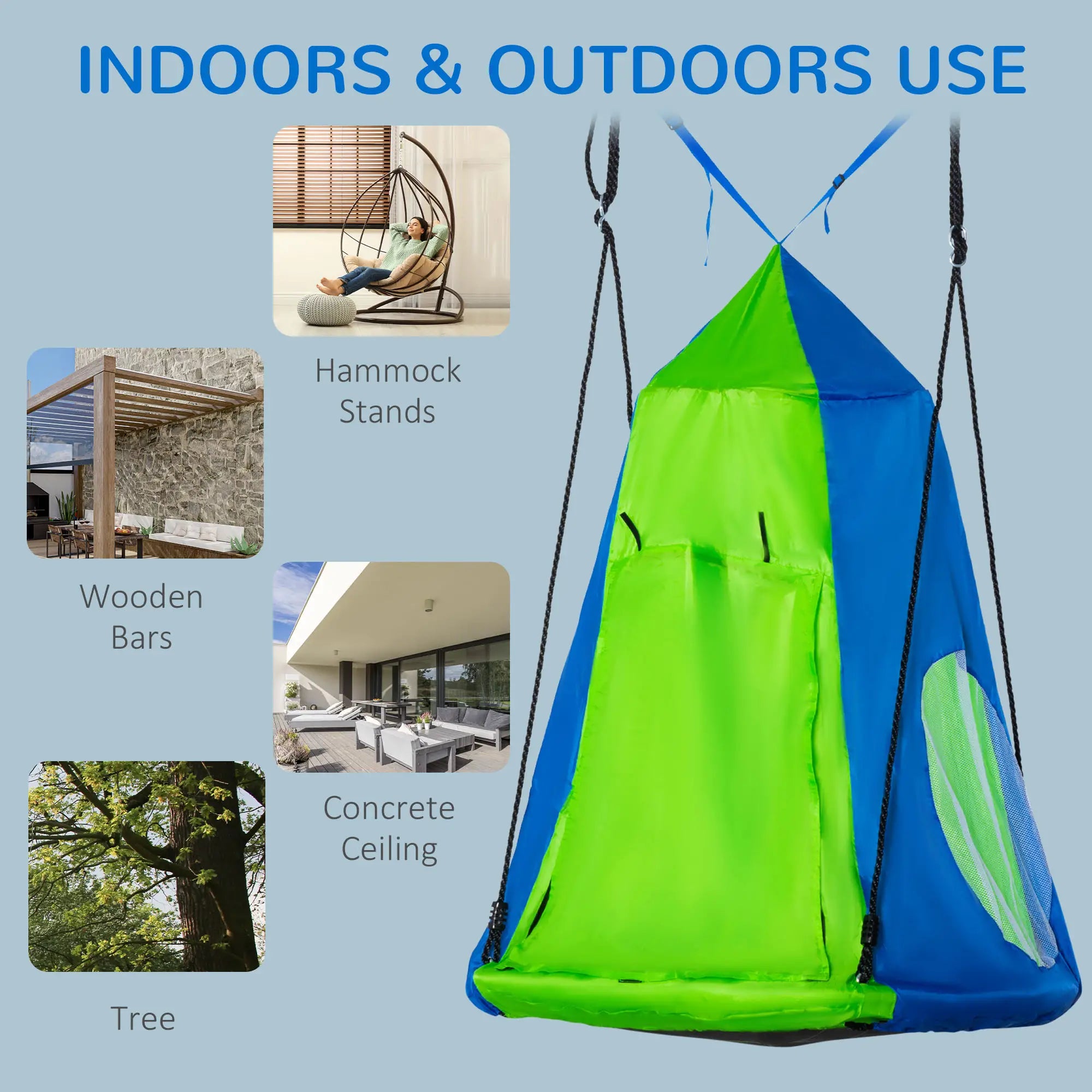 Kids Hanging Tree Swing Tent, Waterproof, With Windows, Rolling Door, Green Gym Sets & Swings at Gallery Canada