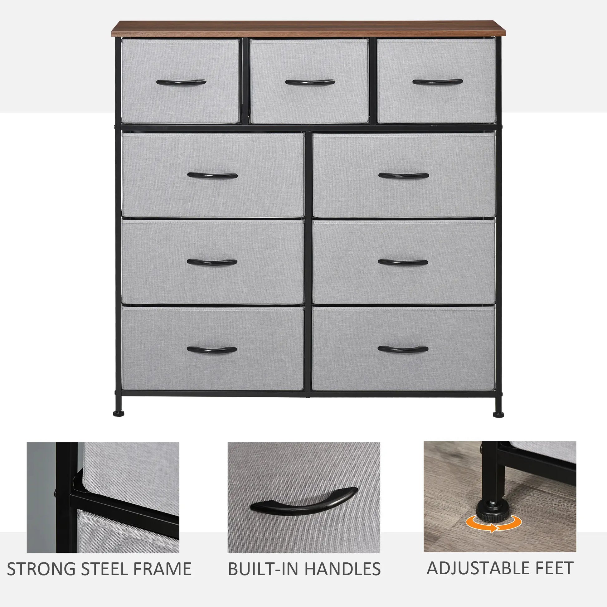 9-Drawer Dresser, 4-Tier Fabric Storage Tower, Grey Storage Cabinets at Gallery Canada