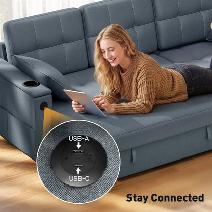 Convertible Sectional Sofa Bed, Pull Out Sleeper, Chaise Storage, Dark Grey Sofas & Reclining Chairs at Gallery Canada
