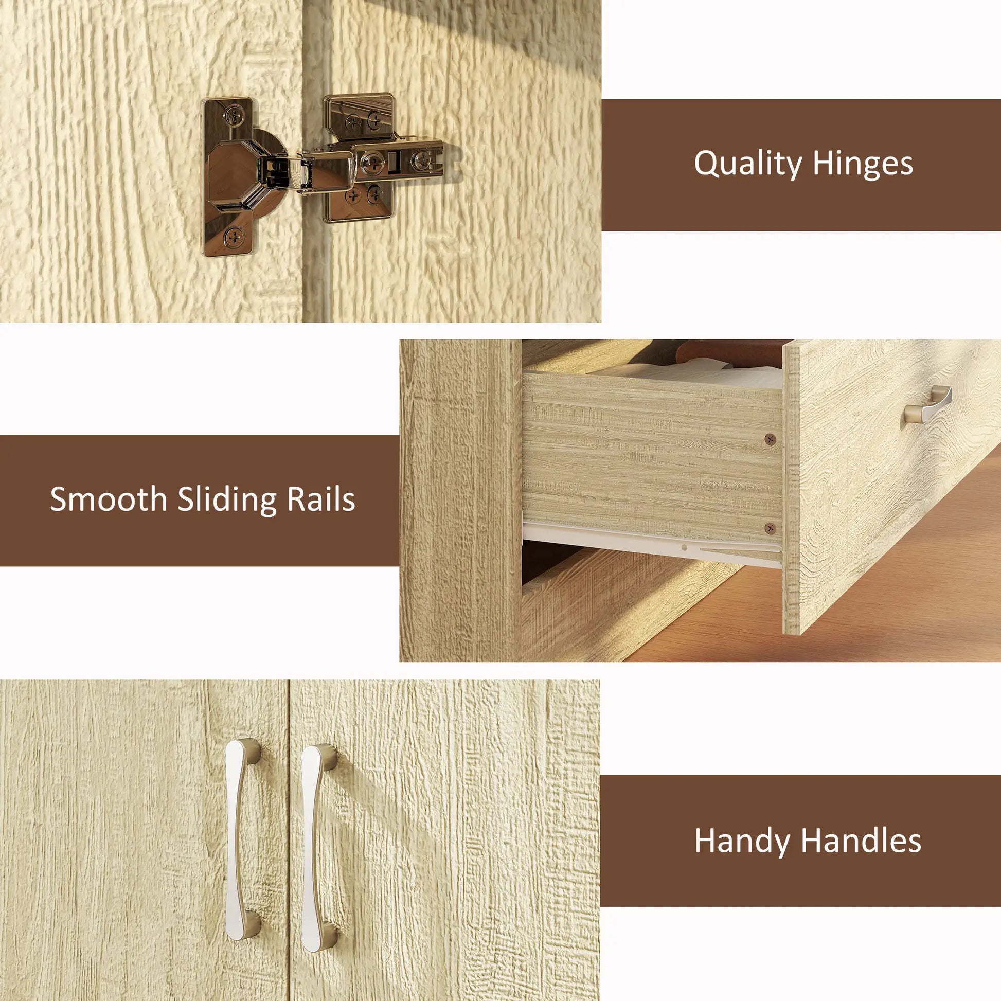 Wardrobe Closet, Hanging Rod, 2 Doors, 2 Drawers, Oak Clothing Storage at Gallery Canada