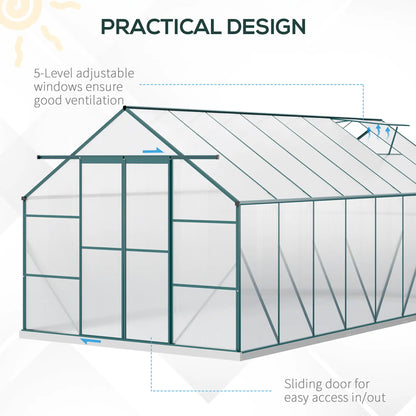 16' x 8' Aluminum Polycarbonate Greenhouse, Walk-In, Adjustable Roof Vent, Green Walk In Greenhouses at Gallery Canada