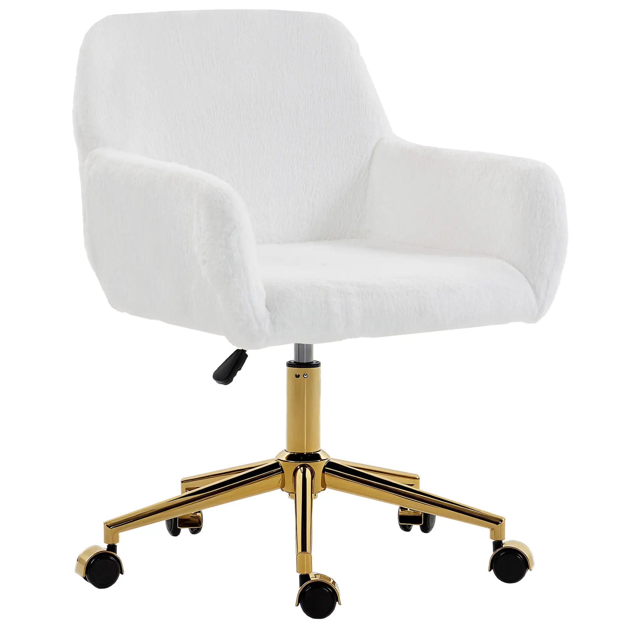 Faux Rabbit Fur Upholstered Office Chair, Cream White Task Chairs at Gallery Canada