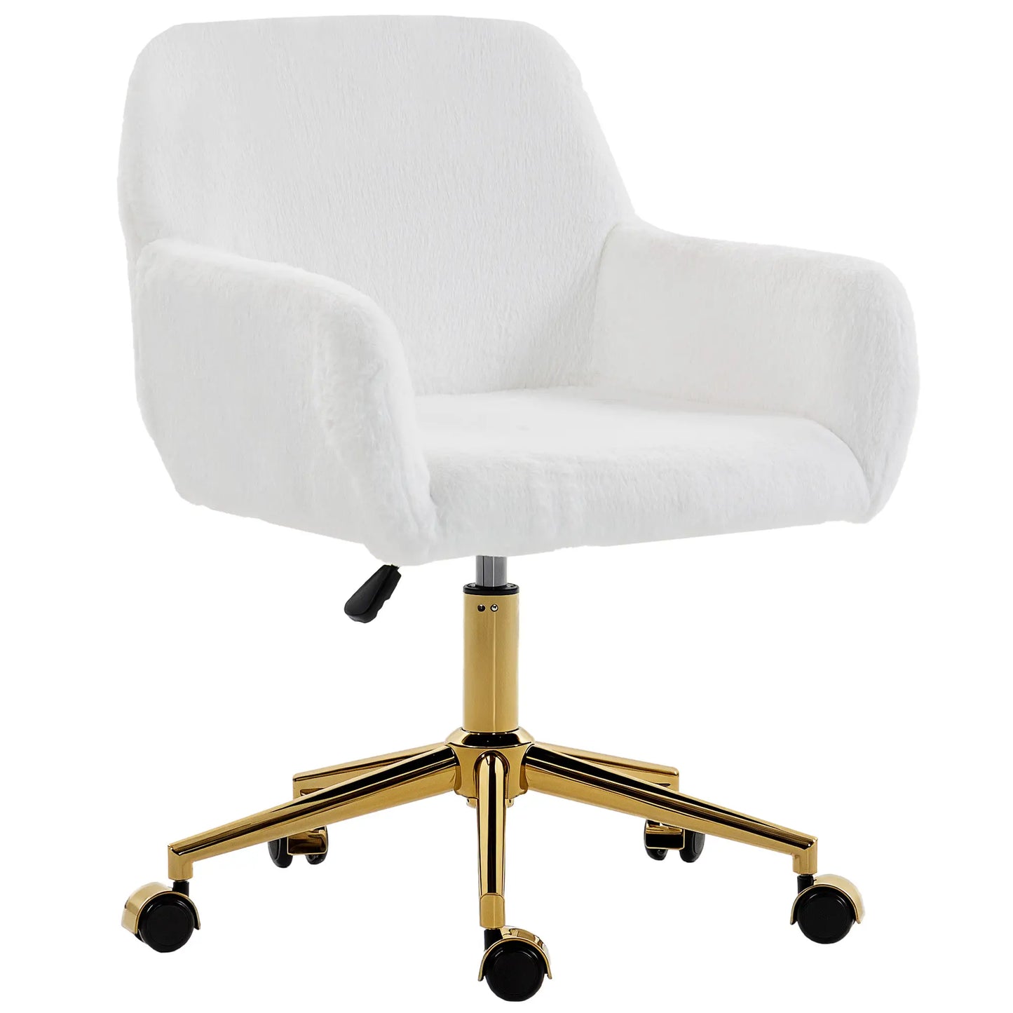 Faux Rabbit Fur Upholstered Office Chair, Cream White Task Chairs at Gallery Canada