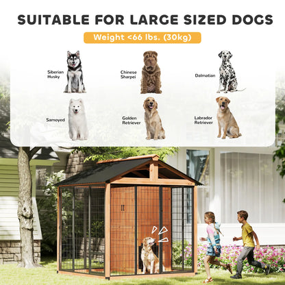 86" L Wooden Dog Kennel With Storage Cabinet, Stainless Steel Bowls, Yellow Dog Cages & Crates at Gallery Canada