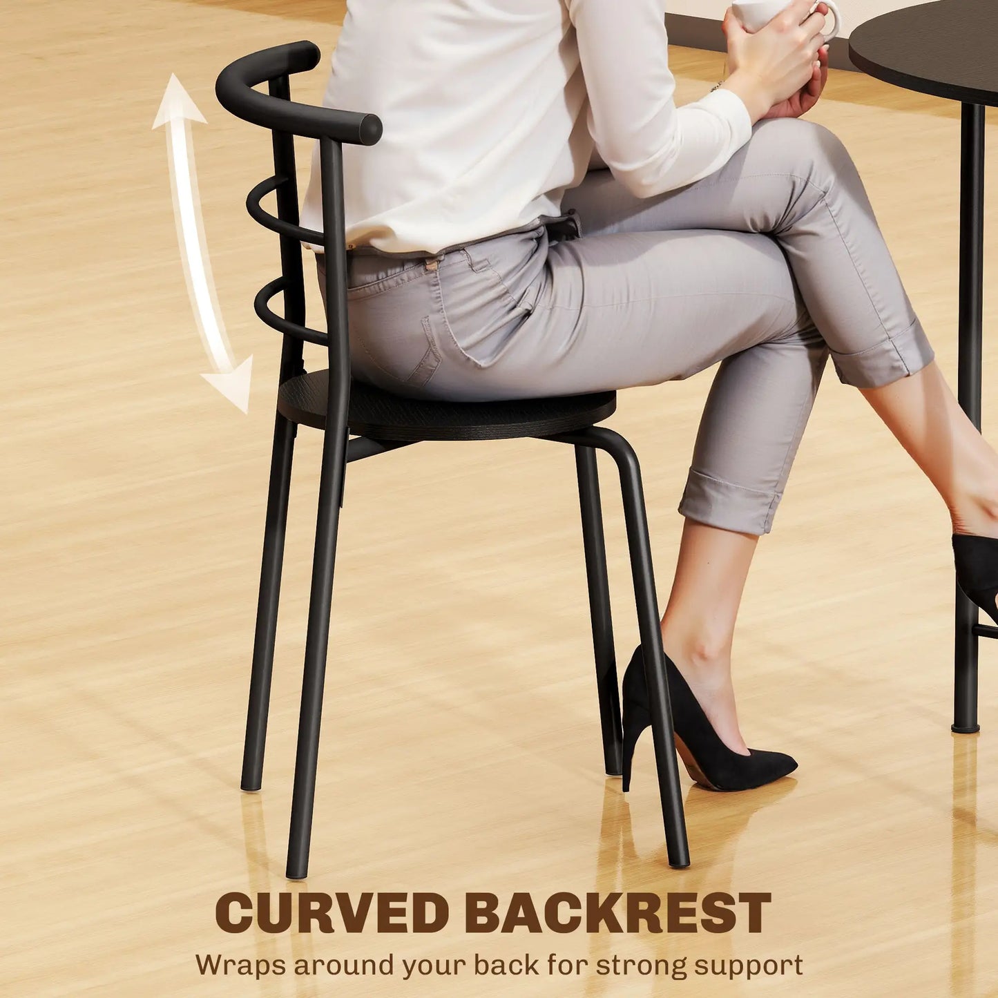 5 Piece Dining Table Set, Round for 4, Metal Frame, Black Wood Grain, Black Dining Table Sets at Gallery Canada