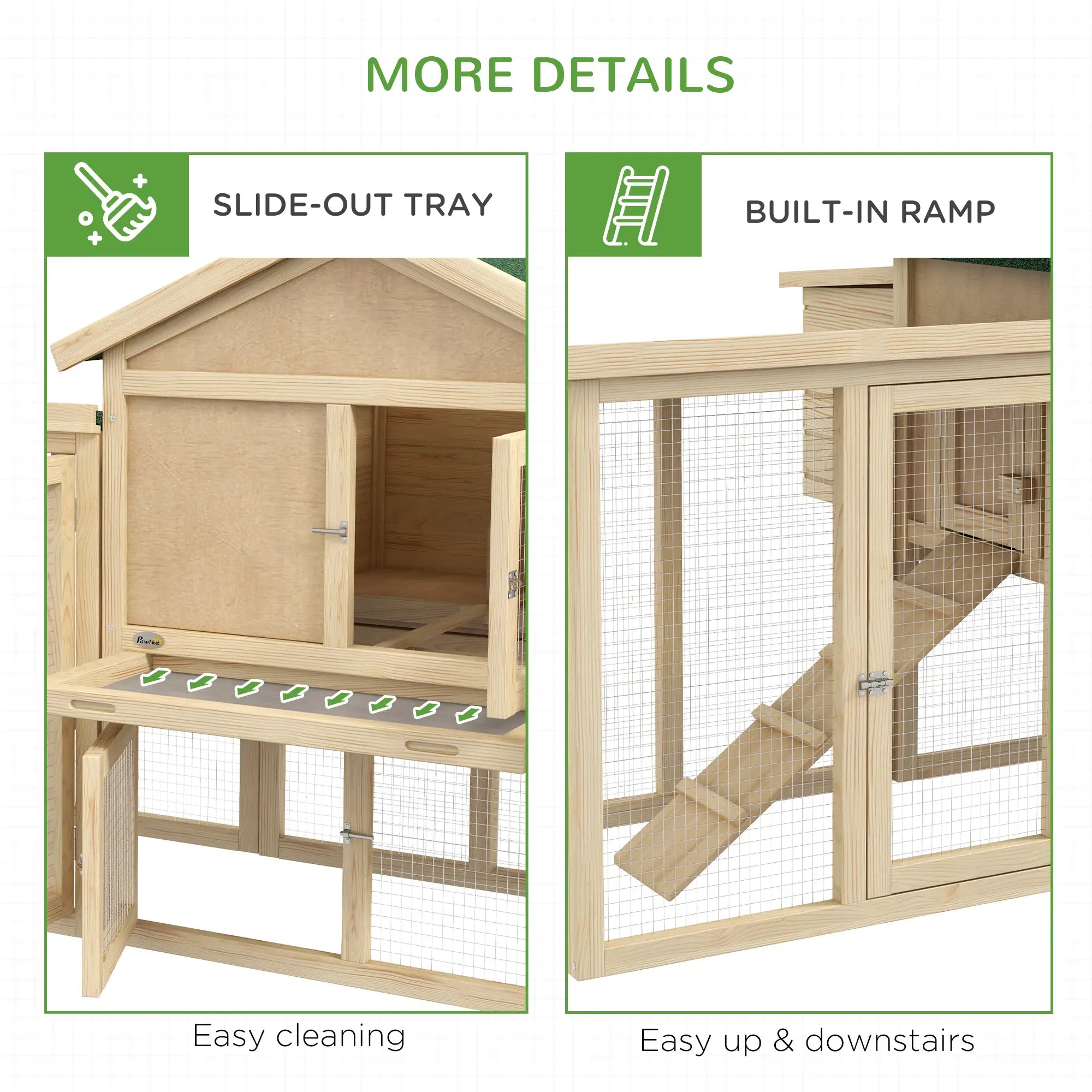 Wooden Chicken Coop, Large Rabbit Hutch with Nesting Box, Run, Ramp Chicken Coops at Gallery Canada
