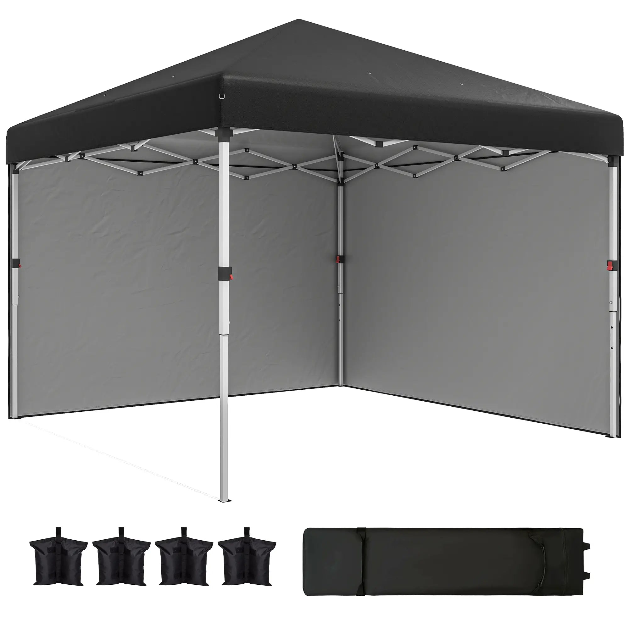 10' x 10' Pop Up Canopy, Sidewalls, Roller Bag, Adjustable Tent, Black Pop Up Canopies at Gallery Canada