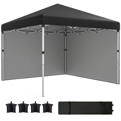 10' x 10' Pop Up Canopy, Sidewalls, Roller Bag, Adjustable Tent, Black Pop Up Canopies at Gallery Canada