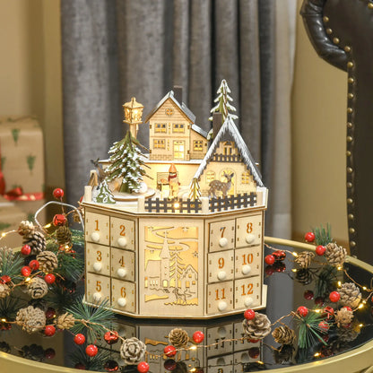 Wooden Christmas Advent Calendar, Lighted 24 Days, Battery Operated, Natural Christmas Advent Calendars at Gallery Canada
