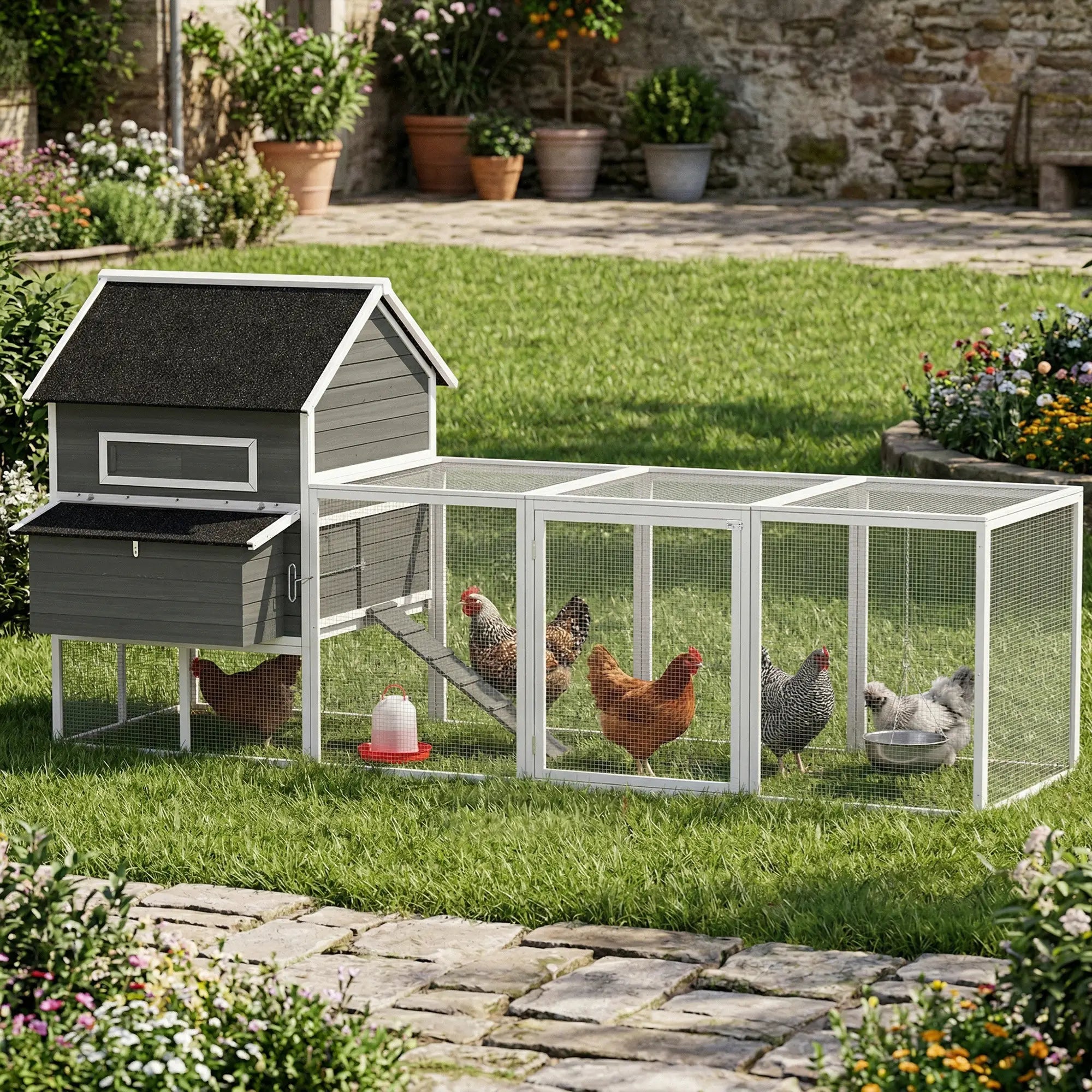 Wooden Chicken Coop With Run, Nesting Box, 137