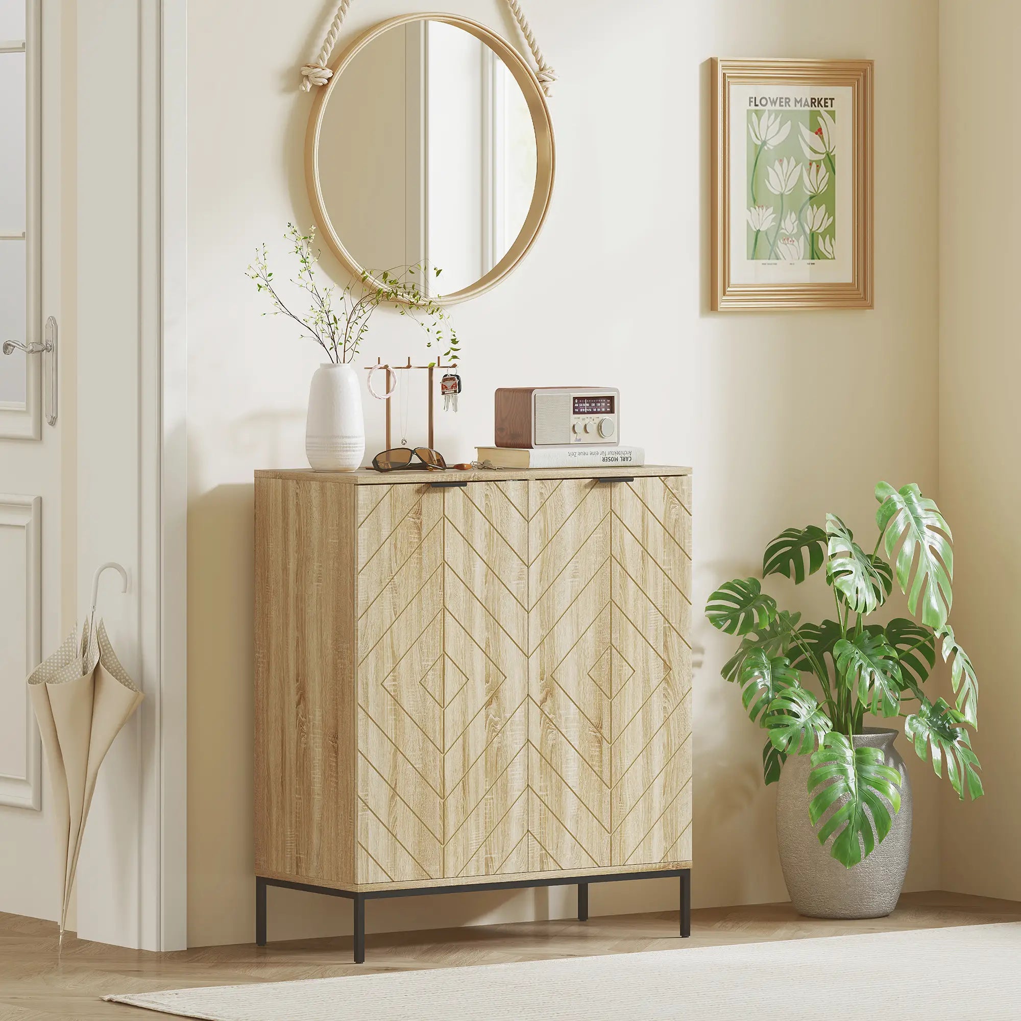 Shoe Storage Cabinet for 15 Pairs, Adjustable Shelves, Oak Shoe Storage Cabinets & Racks at Gallery Canada